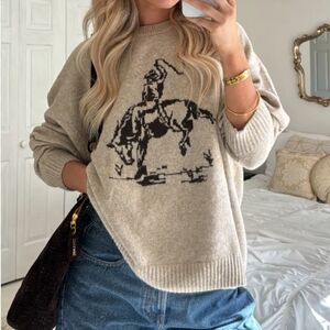 Abercrombie & Fitch Beige Sweater with Black Graphic